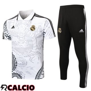 Insieme Polo Real Madrid + Pantaloni Bianco 2024/2025  Insieme Polo Real Madrid + Pantaloni Bianco 2024/2025