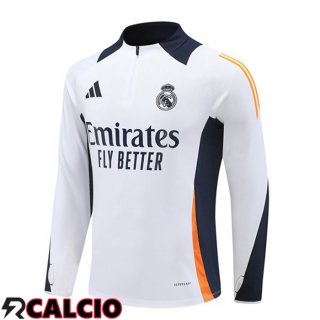 Felpa Allenamento Real Madrid Bianco 2024/2025  Felpa Allenamento Real Madrid Bianco 2024/2025