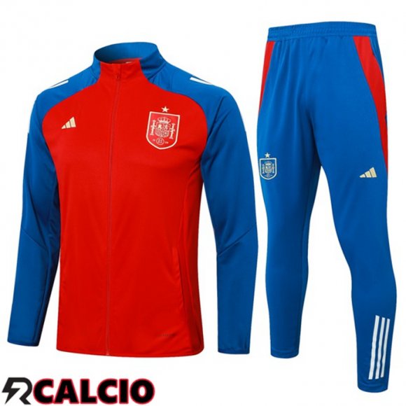 Insieme Tuta Calcio - Giacca Spagna Rosso 2024/2025  Insieme Tuta Calcio - Giacca Spagna Rosso 2024/2025