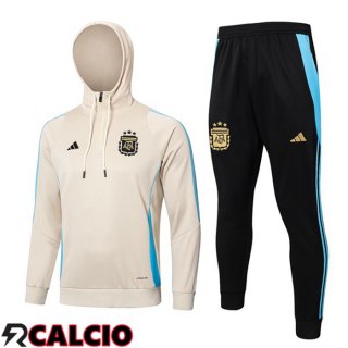 Tuta Calcio - Felpa Con Cappuccio Argentina Giallo 2024/2025  Tuta Calcio - Felpa Con Cappuccio Argentina Giallo 2024/2025