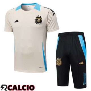 Insieme T Shirt Allenamento Argentina + Pantaloncini Giallo 2024/2025