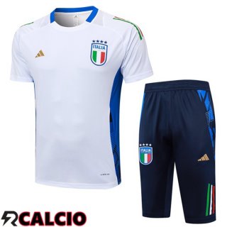 Insieme T Shirt Allenamento Italia + Pantaloncini Bianco 2024/2025