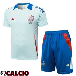 Insieme T Shirt Allenamento Spagna + Pantaloncini Blu 2024/2025  Insieme T Shirt Allenamento Spagna + Pantaloncini Blu 2024/2025