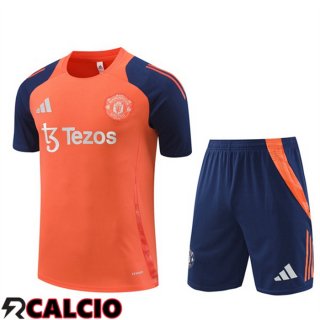 Insieme T Shirt Allenamento Manchester United + Pantaloncini Arancia 2024/2025