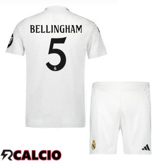 Prima Maglia Real Madrid (Bellingham 5) Bambino Bianco 2024/2025