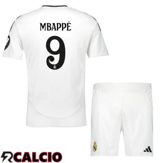 Prima Maglia Real Madrid (Mbappé 9) Bambino Bianco 2024/2025