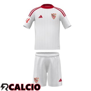 Prima Maglia Sevilla FC Bambino Bianco 2025/2026  Prima Maglia Sevilla FC Bambino Bianco 2025/2026