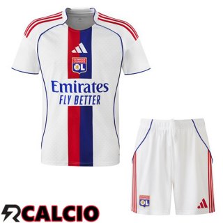 Prima Maglia Lione OL Bambino Bianco 2025/2026