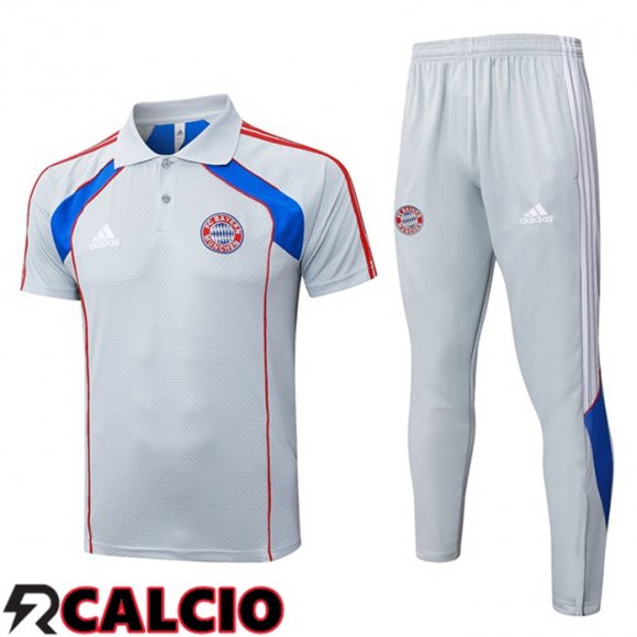 Insieme Polo Bayern Monaco + Pantaloni Grigio 2025/2026  Insieme Polo Bayern Monaco + Pantaloni Grigio 2025/2026