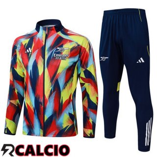 Insieme Tuta Calcio - Giacca Arsenal Rosso Giallo 2025/2026  Insieme Tuta Calcio - Giacca Arsenal Rosso Giallo 2025/2026