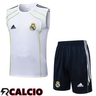 Canotta Allenamento Real Madrid + Pantaloncini Bianco 2025/2026  Canotta Allenamento Real Madrid + Pantaloncini Bianco 2025/2026