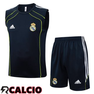 Canotta Allenamento Real Madrid + Pantaloncini Blu Reale 2025/2026  Canotta Allenamento Real Madrid + Pantaloncini Blu Reale 2025/2026