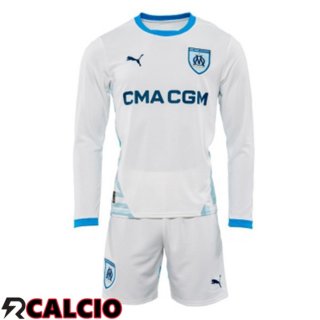 Prima Maglia Marsiglia OM Bambino Manica Lunga Bianco 2024/2025  Prima Maglia Marsiglia OM Bambino Manica Lunga Bianco 2024/2025