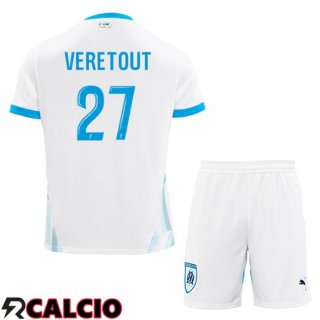 Prima Maglia Marsiglia OM (VERETOUT 27) Bambino Bianco 2024/2025