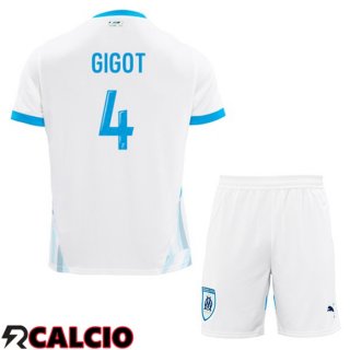 Prima Maglia Marsiglia OM (GIGOT 4) Bambino Bianco 2024/2025