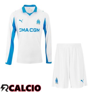 Prima Maglia Marsiglia OM Bambino Manica Lunga Bianco 2025/2026