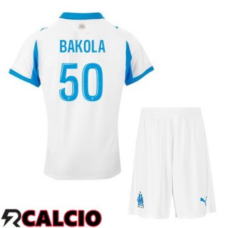Prima Maglia Marsiglia OM (BAKOLA 50) Bambino Bianco 2025/2026