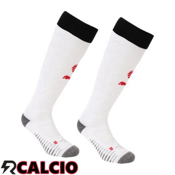 Seconda Calzini Calcio AC Milan Bianco 2025/2026  Seconda Calzini Calcio AC Milan Bianco 2025/2026