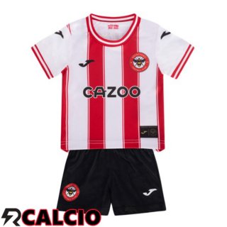 Prima Maglia Brentford FC Bambino Rosso Bianco 2025/2026  Prima Maglia Brentford FC Bambino Rosso Bianco 2025/2026