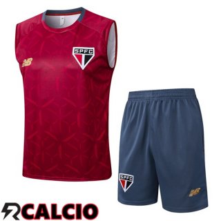 Canotta Allenamento Sao Paulo FC + Pantaloncini Rosso 2025/2026  Canotta Allenamento Sao Paulo FC + Pantaloncini Rosso 2025/2026