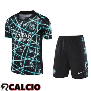 Insieme T Shirt Allenamento Inter Milan + Pantaloncini Nero Blu 2025 2026  Insieme T Shirt Allenamento Inter Milan + Pantaloncini Nero Blu 2025 2026