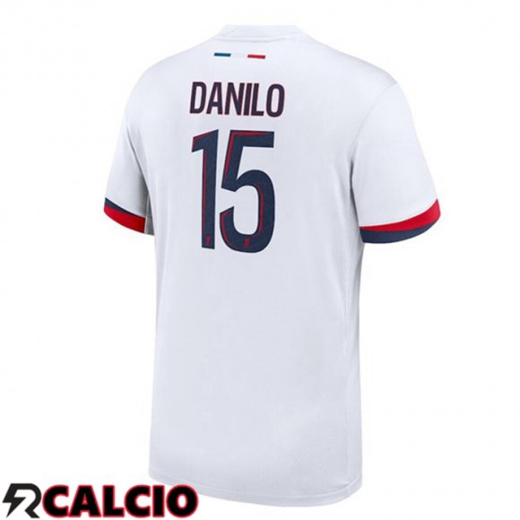 Seconda Maglia Paris PSG (Danilo 15) Bianco 2024/2025  Seconda Maglia Paris PSG (Danilo 15) Bianco 2024/2025