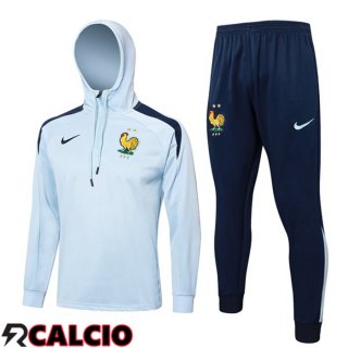 Tuta Calcio - Felpa Con Cappuccio Francia Blu 2024/2025  Tuta Calcio - Felpa Con Cappuccio Francia Blu 2024/2025