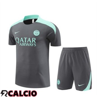 Insieme T Shirt Allenamento Paris PSG + Pantaloncini Grigio 2024/2025
