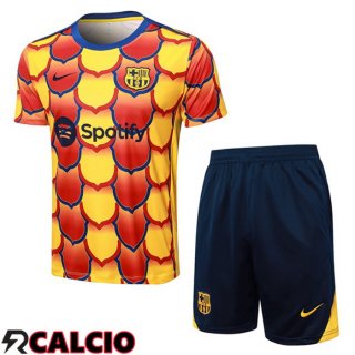 Insieme T Shirt Allenamento FC Barcellona + Pantaloncini Giallo 2024/2025