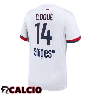 Seconda Maglia Paris PSG (D. Doué 14) Bianco 2025/2026  Seconda Maglia Paris PSG (D. Doué 14) Bianco 2025/2026