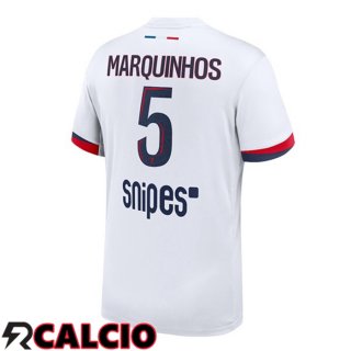 Seconda Maglia Paris PSG (Marquinhos 5) Bianco 2025/2026  Seconda Maglia Paris PSG (Marquinhos 5) Bianco 2025/2026