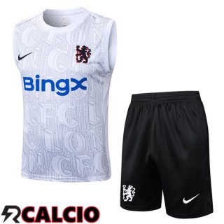 Canotta Allenamento FC Chelsea + Pantaloncini Bianco 2025/2026  Canotta Allenamento FC Chelsea + Pantaloncini Bianco 2025/2026