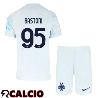 Seconda Maglia Inter Milan (BASTONI 95) Bambino Bianco Blu 2025/2026  Seconda Maglia Inter Milan (BASTONI 95) Bambino Bianco Blu 2025/2026
