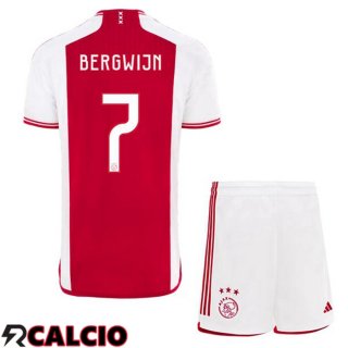 Prima Maglia AFC Ajax (Bergwijn 7) Bambino Rosso Bianco 2023/2024