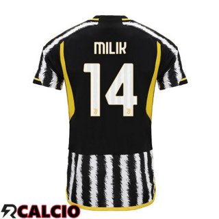 Prima Maglia Juventus (MILIK 14) Nero Bianco 2023/2024  Prima Maglia Juventus (MILIK 14) Nero Bianco 2023/2024