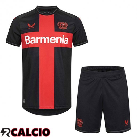 Prima Maglia Bayer 04 Leverkusen Bambino Nero Rosso 2023/2024