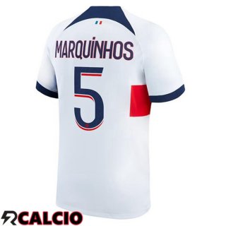 Seconda Maglia Paris PSG (Marquinhos 5) Bianco 2023/2024  Seconda Maglia Paris PSG (Marquinhos 5) Bianco 2023/2024