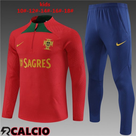 Insieme Tuta Calcio Portogallo Bambino Rosso 2023/2024  Insieme Tuta Calcio Portogallo Bambino Rosso 2023/2024