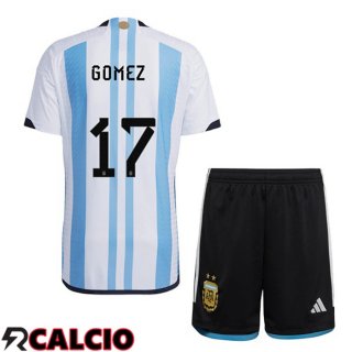 Prima Maglia Argentina (GOMEZ 17) Bambino Blu Bianco Coppa Del Mondo 2022