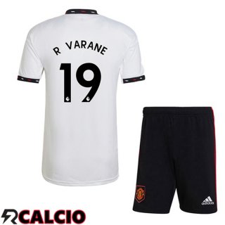 Seconda Maglia Manchester United (R. VARANE 19) Bambino Bianco 2022/2023