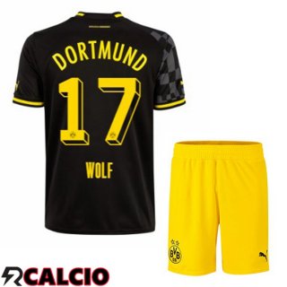 Seconda Maglia Dortmund BVB (Wolf 17) Bambino Nero 2022/2023