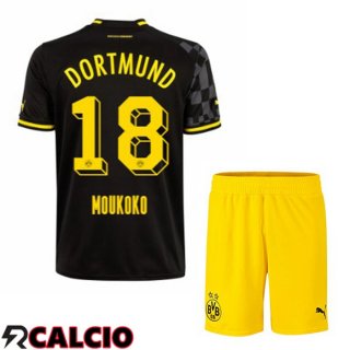 Seconda Maglia Dortmund BVB (Moukoko 18) Bambino Nero 2022/2023