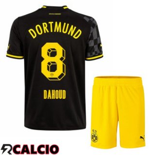 Seconda Maglia Dortmund BVB (Dahoud 8) Bambino Nero 2022/2023