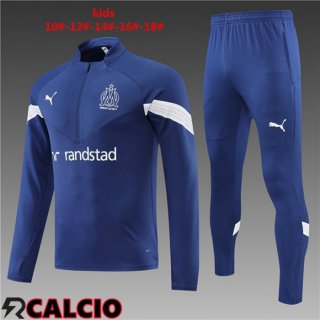 Insieme Tuta Calcio Marsiglia OM Bambino Blu Reale 2022/2023  Insieme Tuta Calcio Marsiglia OM Bambino Blu Reale 2022/2023