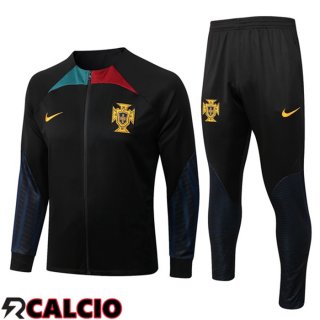 Insieme Tuta Calcio - Giacca Portogallo Nero 2022/2023  Insieme Tuta Calcio - Giacca Portogallo Nero 2022/2023