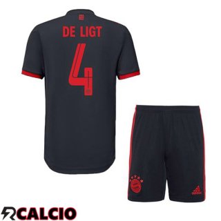 Terza Maglie Calcio Bayern Monaco (de Ligt 4) Bambino Nero 2022/2023