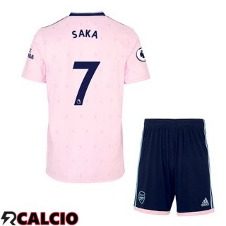 Seconda Maglie Calcio Arsenal (SAKA 7) Bambino Rosa 2022/2023  Seconda Maglie Calcio Arsenal (SAKA 7) Bambino Rosa 2022/2023
