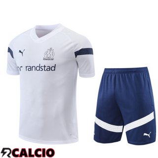 T Shirt Allenamento Marsiglia OM + Pantaloncini Bianco 2022/2023  T Shirt Allenamento Marsiglia OM + Pantaloncini Bianco 2022/2023