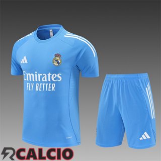 Insieme T Shirt Allenamento Real Madrid Bambino Azzurro 2025/2026  Insieme T Shirt Allenamento Real Madrid Bambino Azzurro 2025/2026