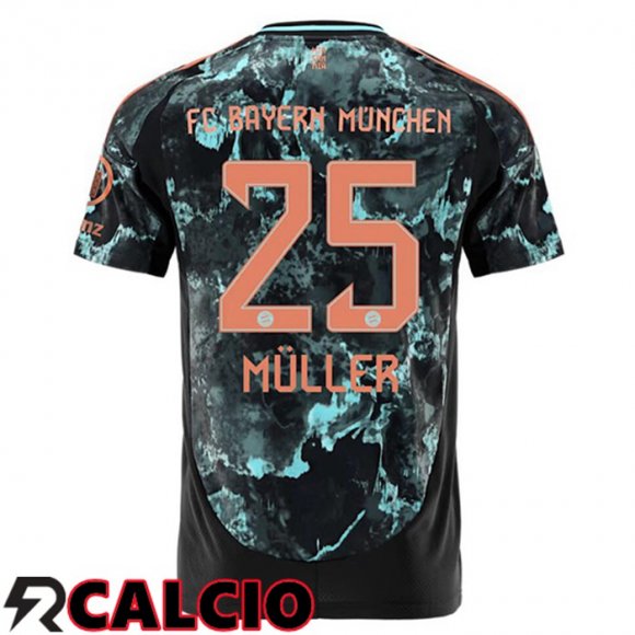 Seconda Maglia Bayern Monaco (Müller 25) Nero 2024/2025  Seconda Maglia Bayern Monaco (Müller 25) Nero 2024/2025